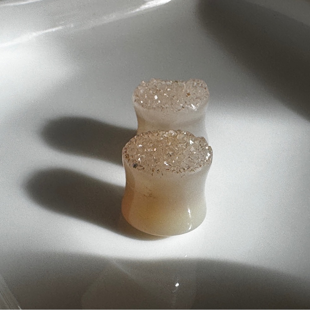 Crystal Geode plug earrings